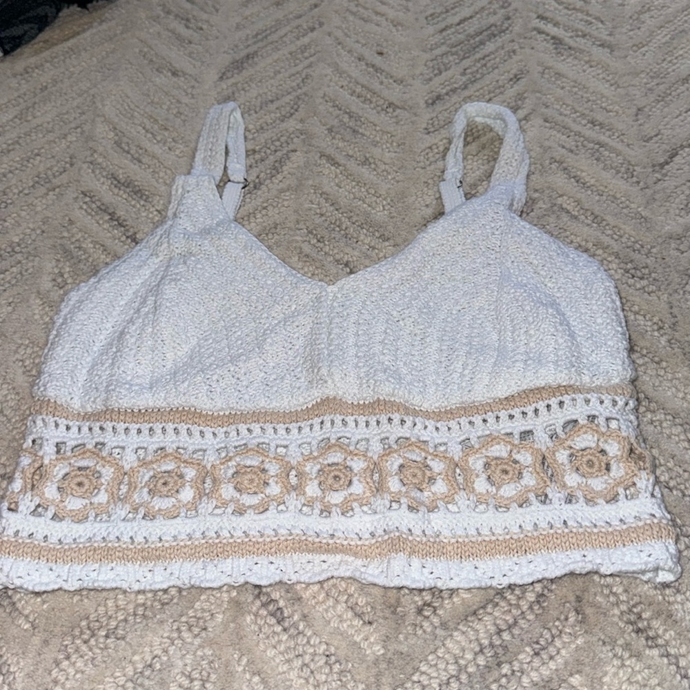 Hollister crochet crop tank